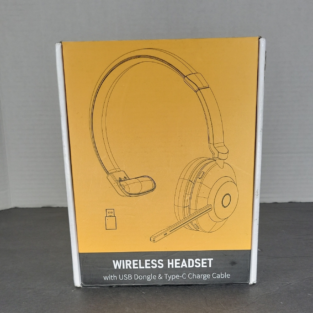 Wireless Headset with USB Dongle and Type-C Charge Cable - Black